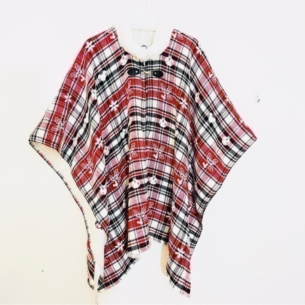 Disneyland Mickey Mouse Christmas Poncho One Size Red/White
